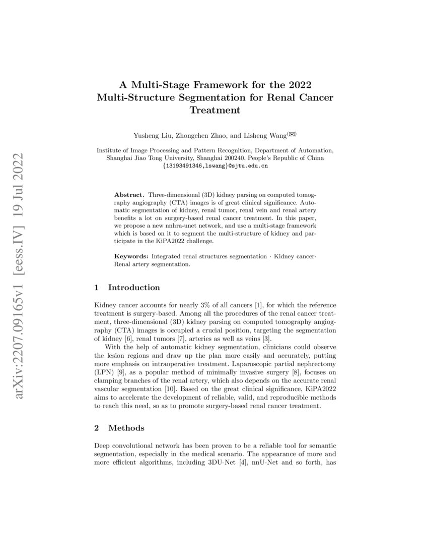 A Multi-Stage Framework for the 2022 Multi-Structure Segmentation for ...
