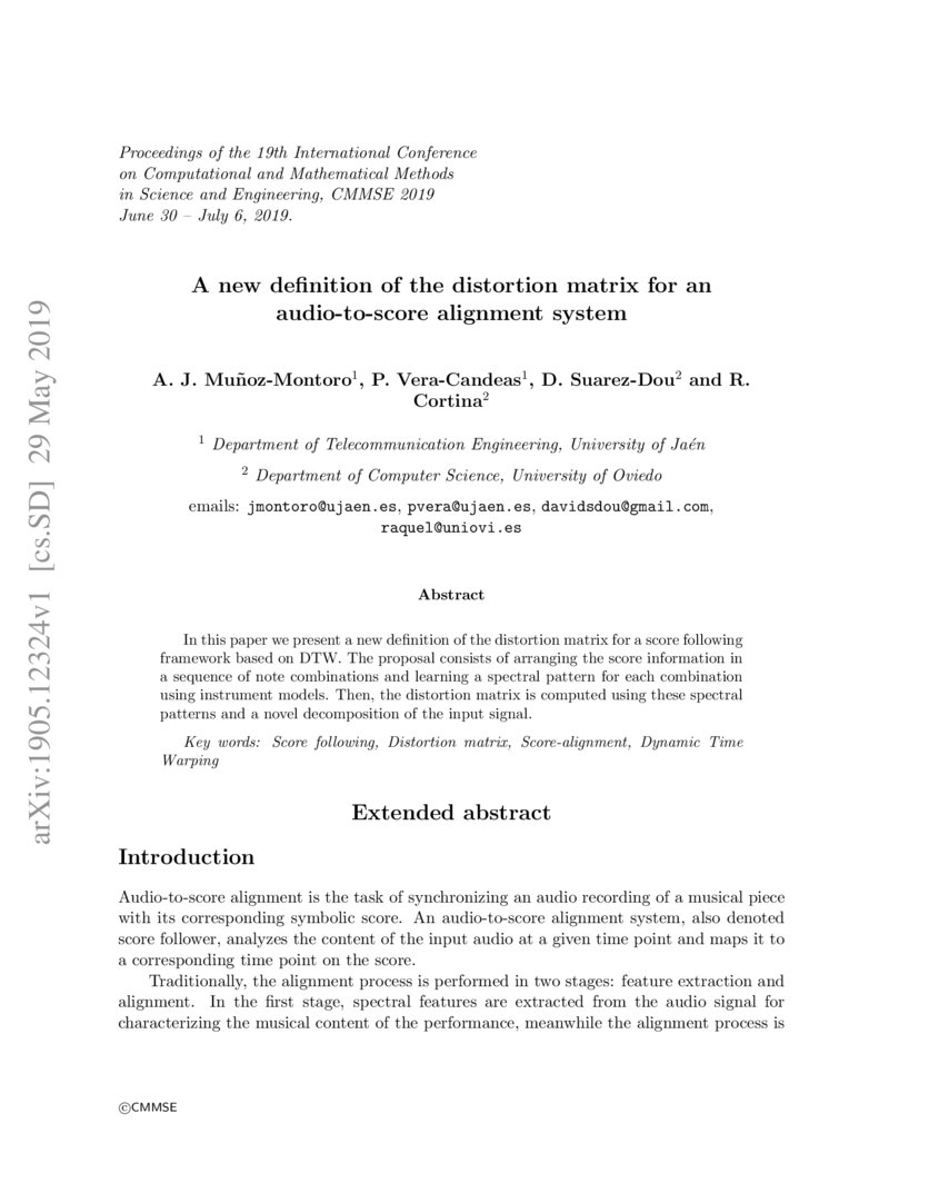 A new definition of the distortion matrix for an audio-to-score ...