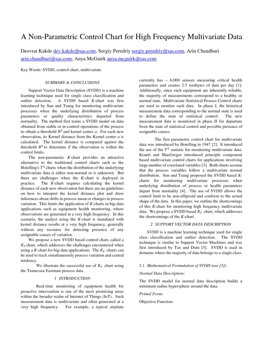 A Non-Parametric Control Chart For High Frequency Multivariate Data ...