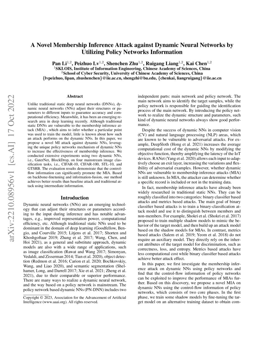 A Novel Membership Inference Attack Against Dynamic Neural Networks By A Novel Membership Inference Attack Against Dynamic Neural Networks By
