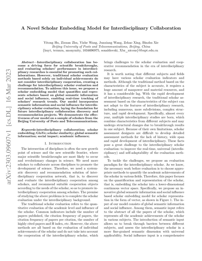 A Novel Scholar Embedding Model for Interdisciplinary Collaboration ...