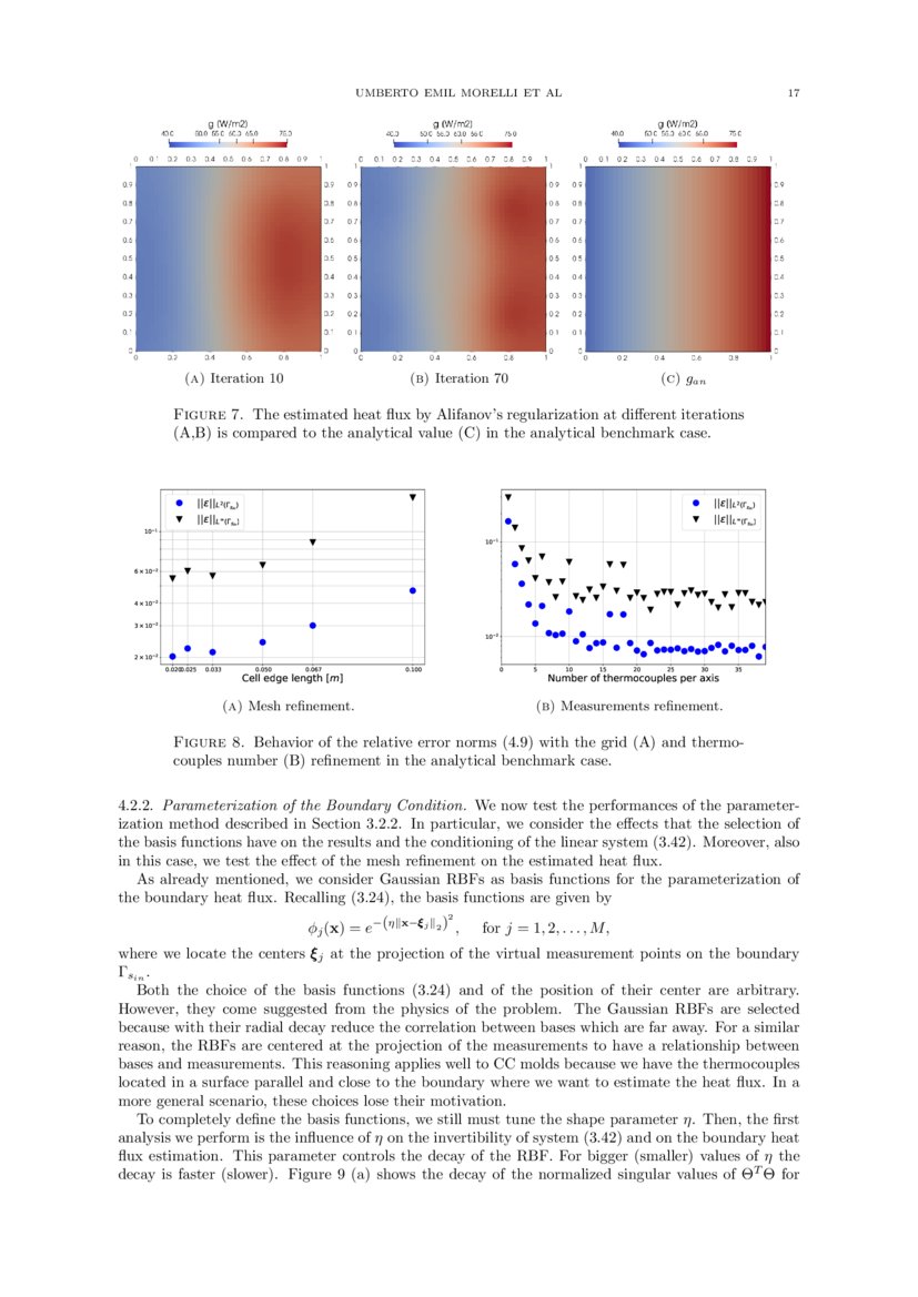 A numerical approach for heat flux estimation in thin slabs continuous