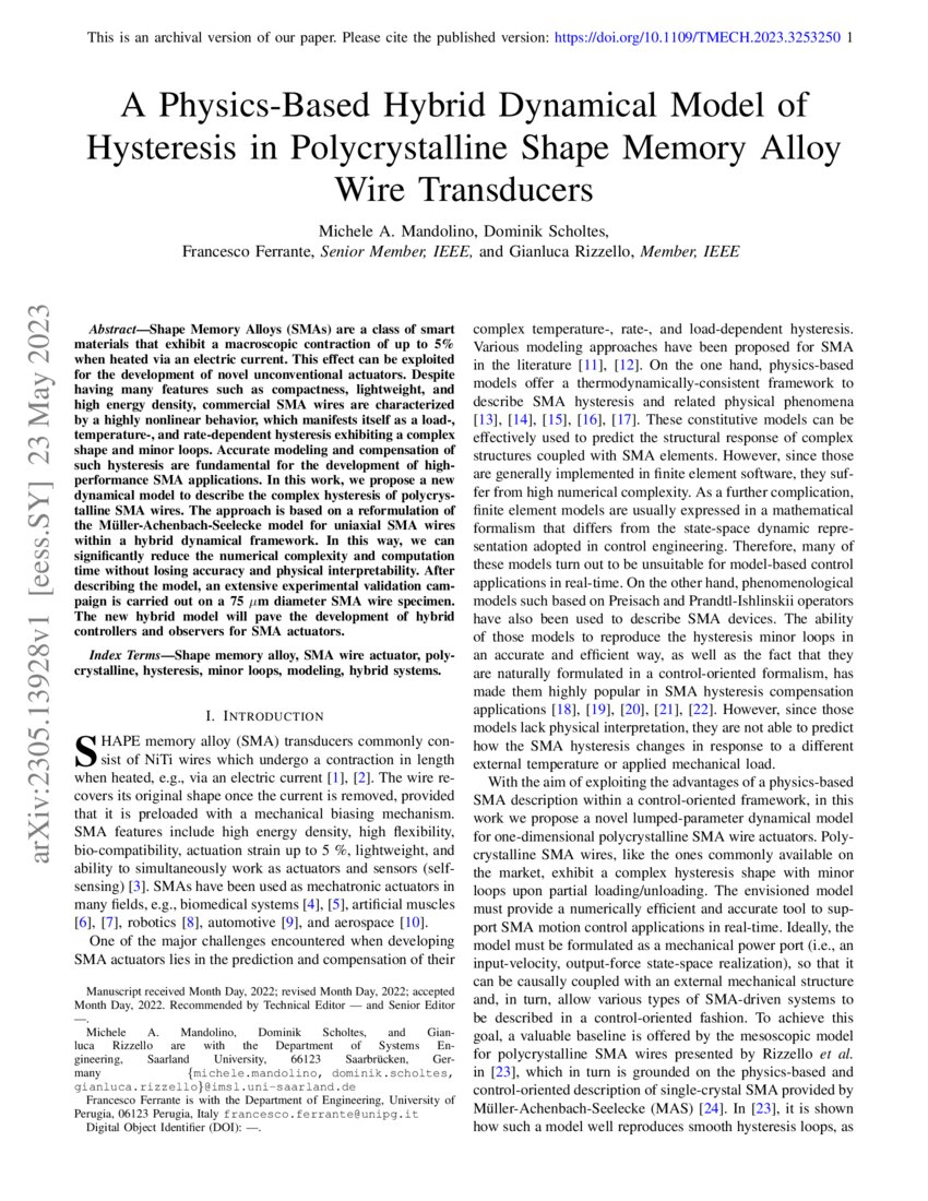 A PhysicsBased Hybrid Dynamical Model of Hysteresis in Polycrystalline