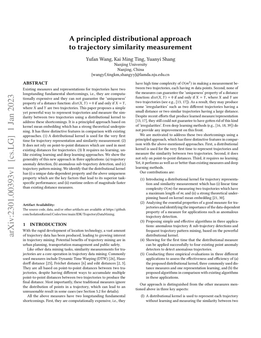 A principled distributional approach to trajectory similarity
