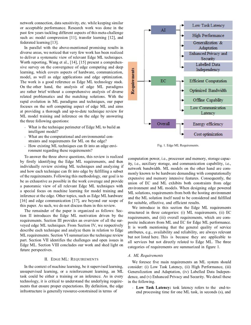A Review and a Taxonomy of Edge Machine Learning Requirements