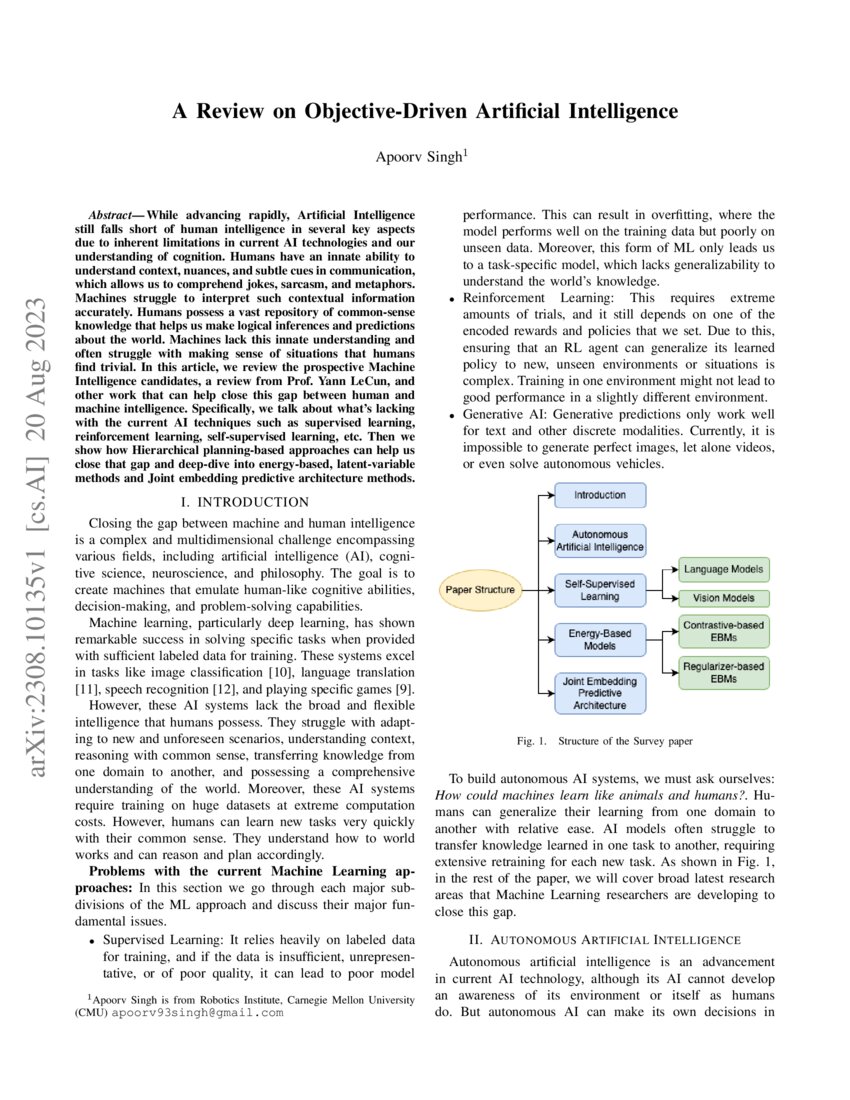 A Review on Objective-Driven Artificial Intelligence | DeepAI