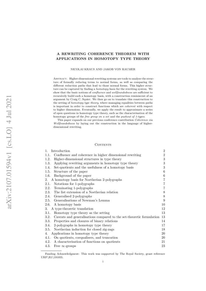 A Rewriting Coherence Theorem with Applications in Homotopy Type Theory DeepAI