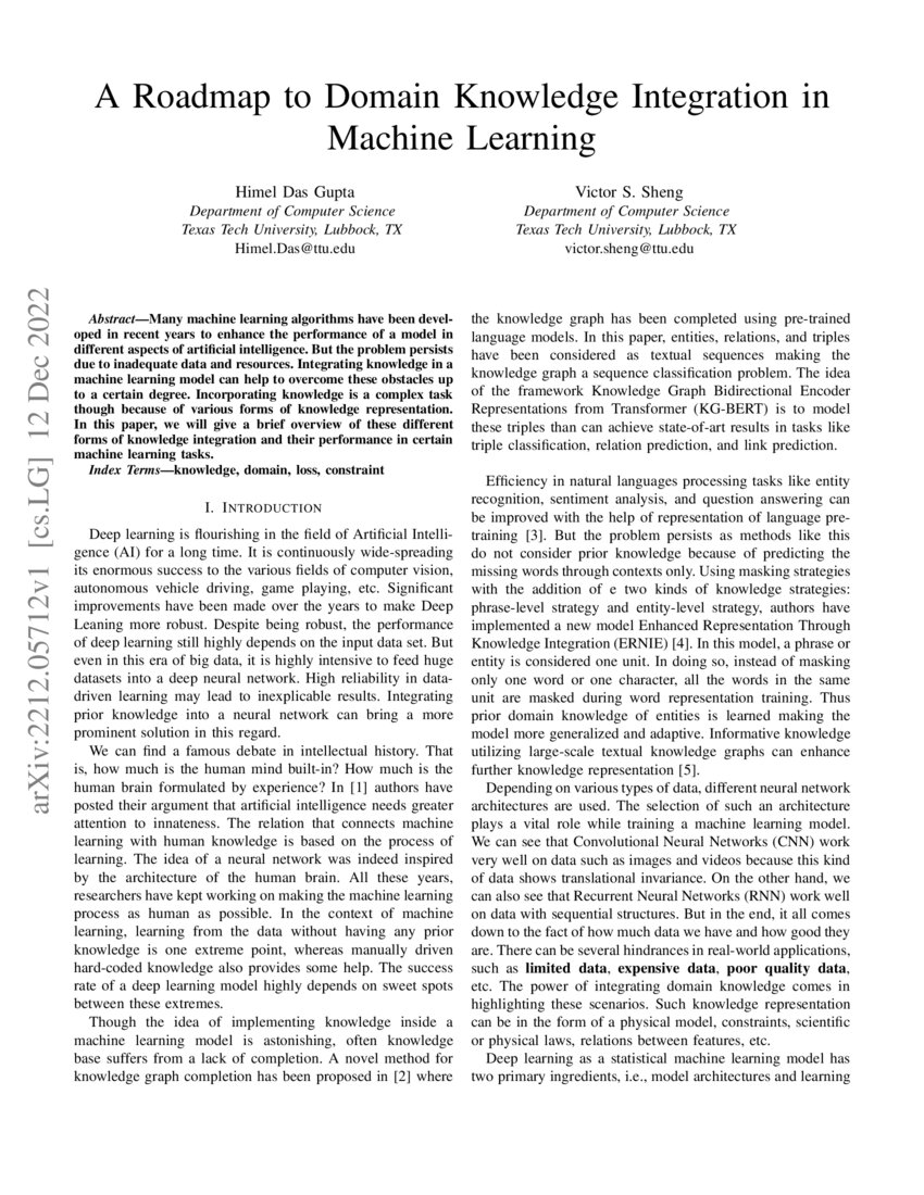 A Roadmap to Domain Knowledge Integration in Machine Learning | DeepAI