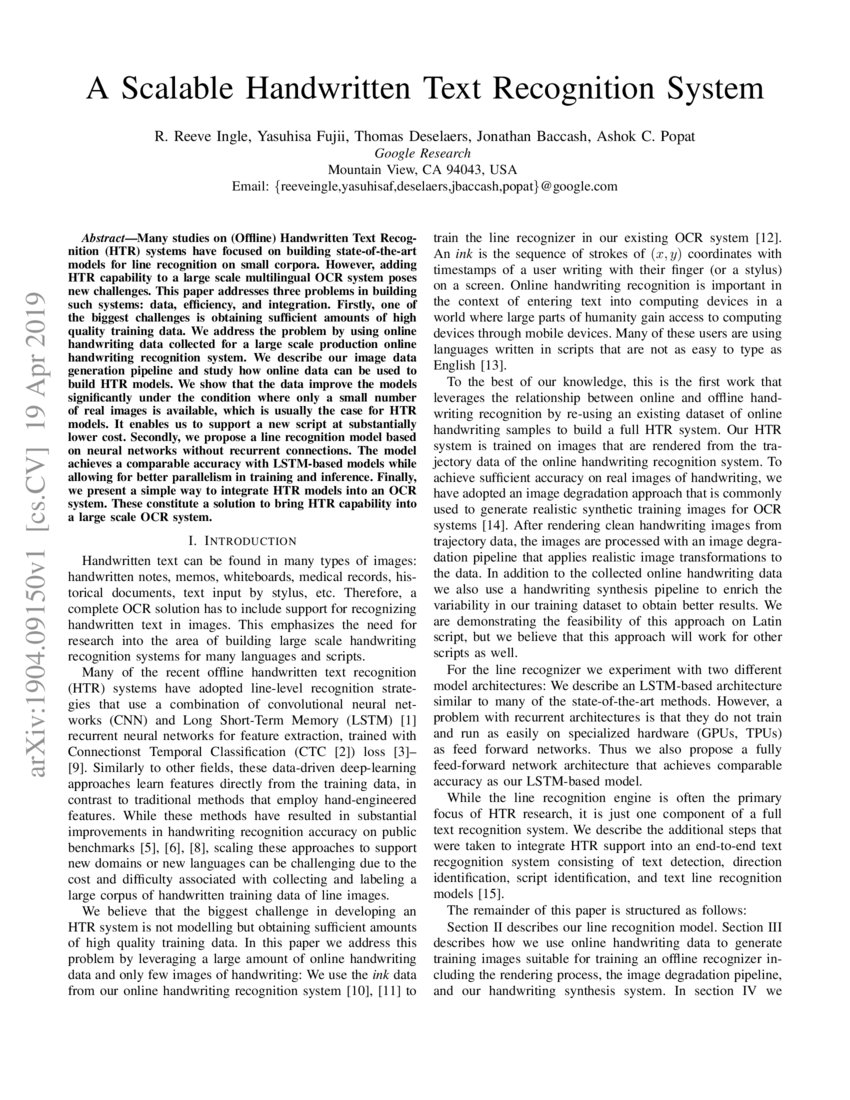 A Scalable Handwritten Text Recognition System | DeepAI