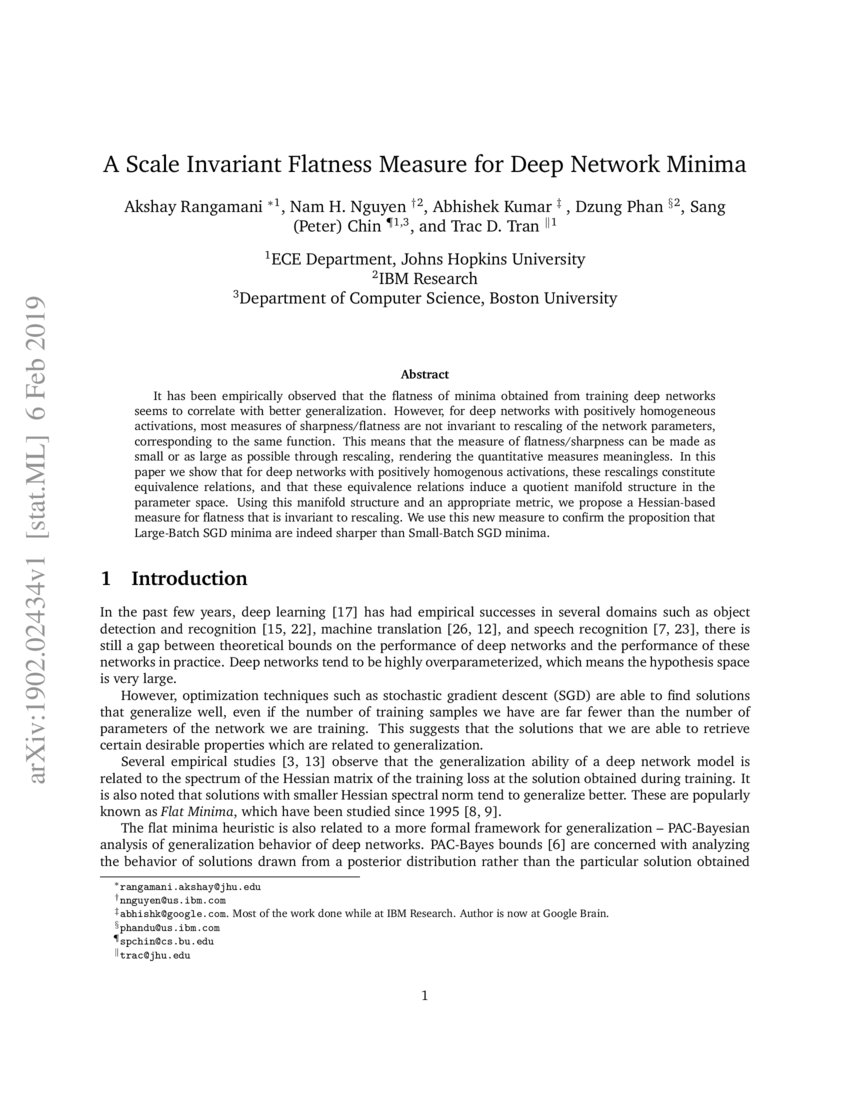 A Scale Invariant Flatness Measure for Deep Network Minima | DeepAI