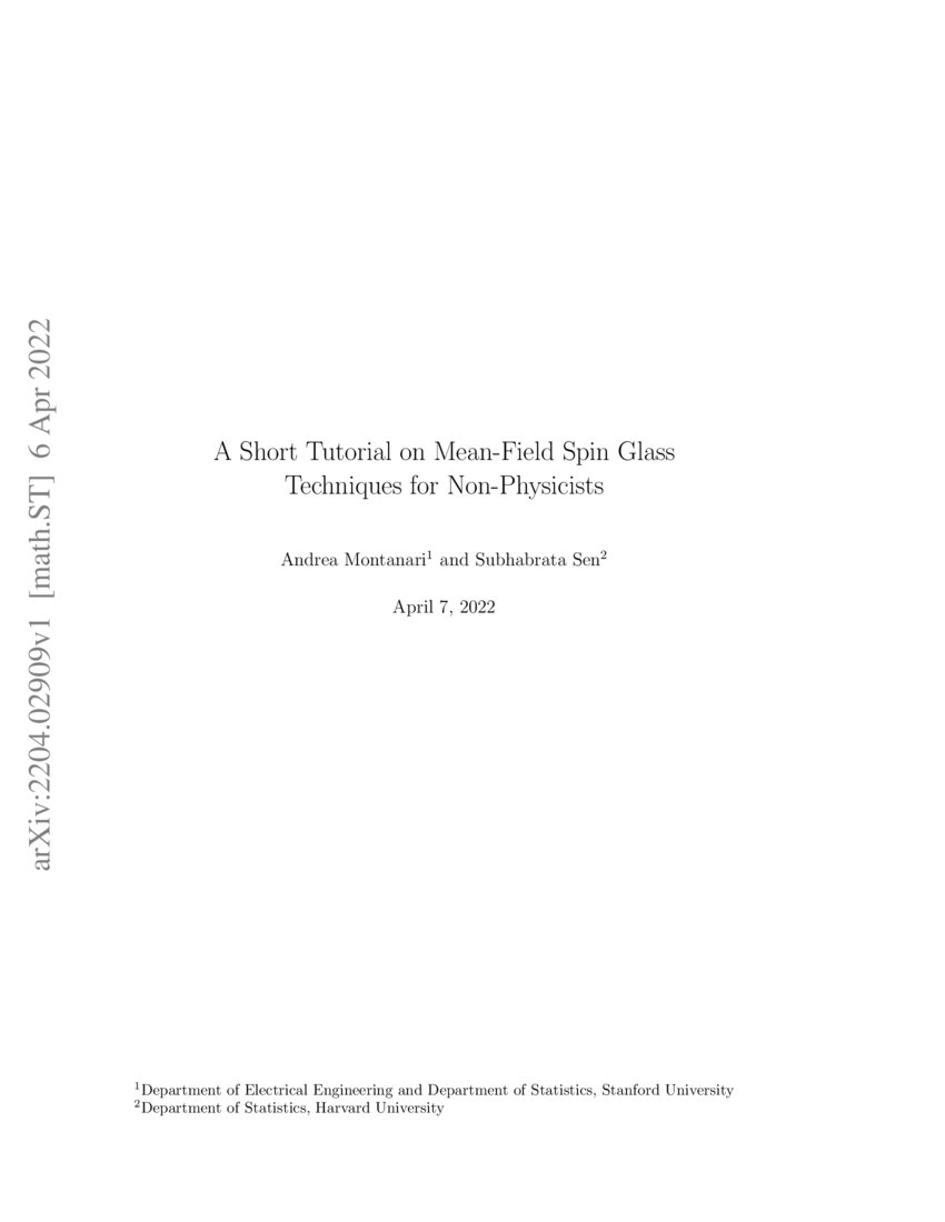 A Short Tutorial on MeanField Spin Glass Techniques for NonPhysicists