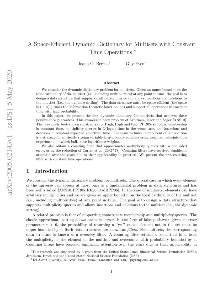 A Space-Efficient Dynamic Dictionary for Multisets with Constant Time ...