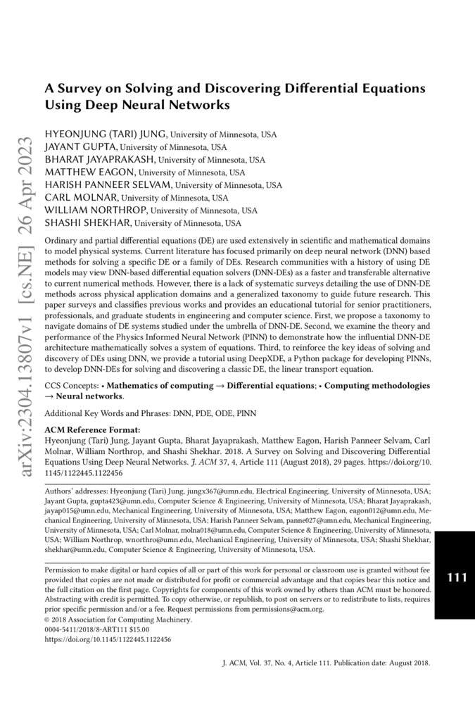 A Survey on Solving and Discovering Differential Equations Using Deep