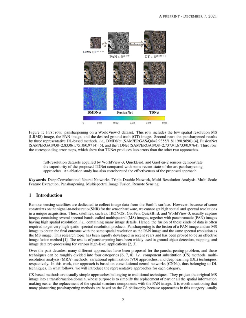 A TripleDouble Convolutional Neural Network for Panchromatic