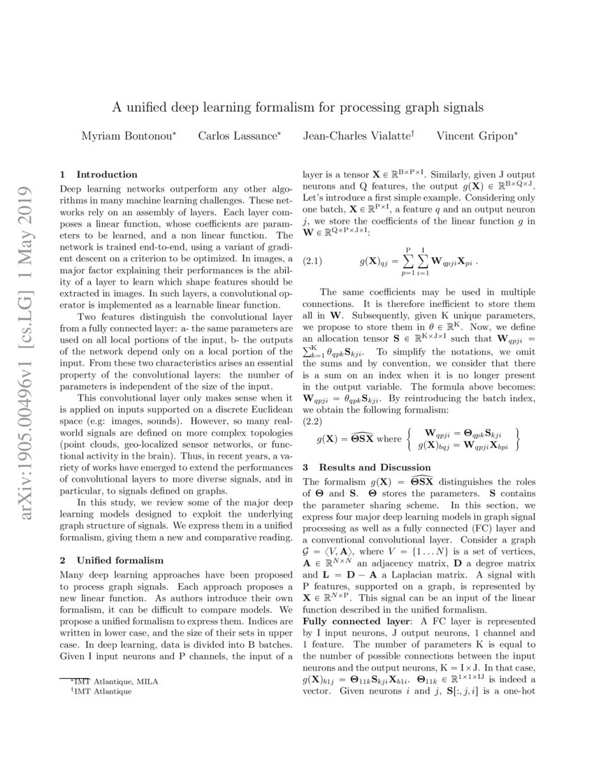 A Unified Deep Learning Formalism For Processing Graph Signals DeepAI