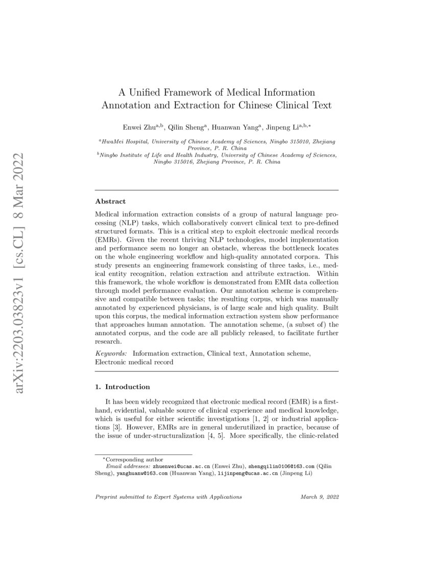 A Unified Framework of Medical Information Annotation and Extraction ...