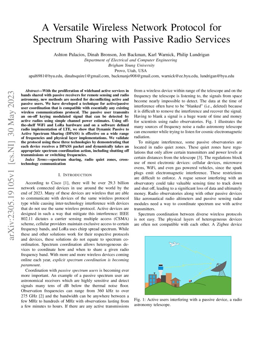 A Versatile Wireless Network Protocol for Spectrum Sharing with Passive