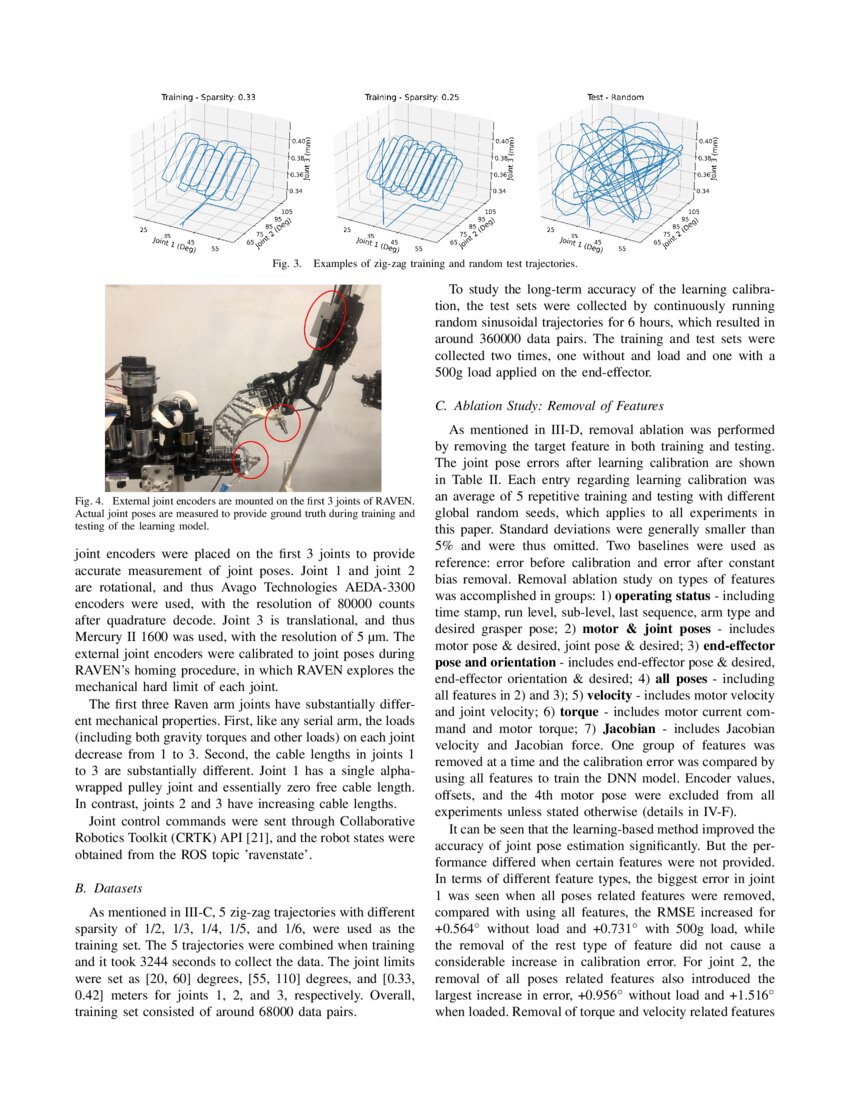 Ablation Study on Features in Learningbased Joints Calibration of