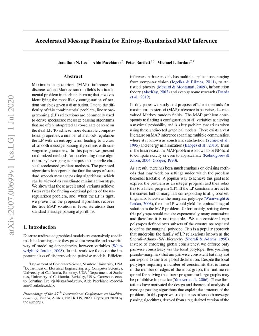 Accelerated Message Passing for EntropyRegularized MAP Inference DeepAI