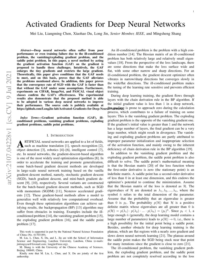 Activated Gradients for Deep Neural Networks | DeepAI