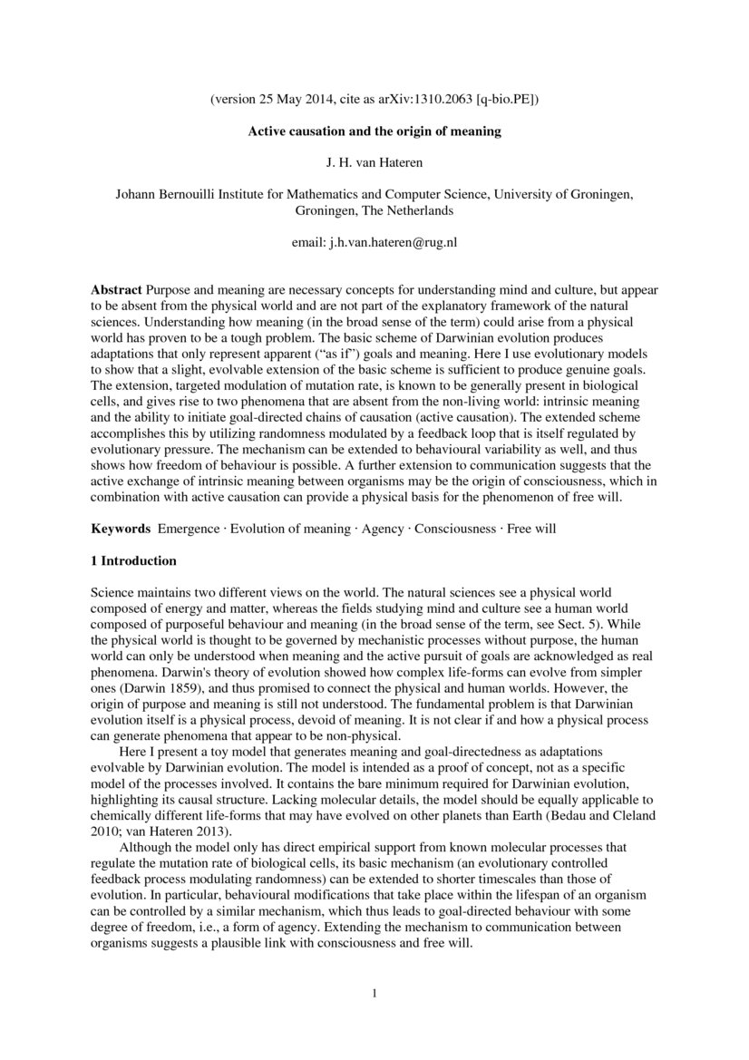 Active Causation And The Origin Of Meaning DeepAI