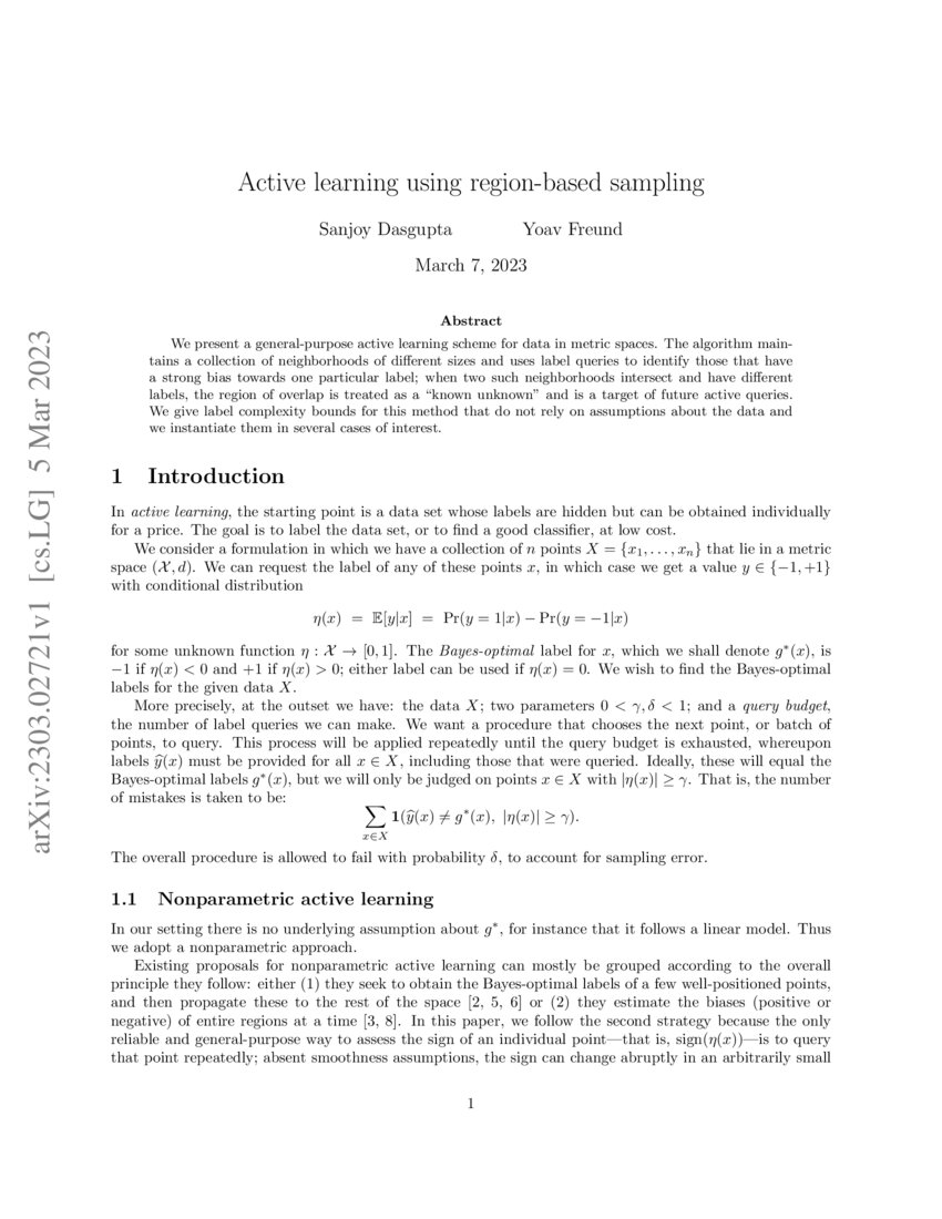 Active learning using regionbased sampling DeepAI