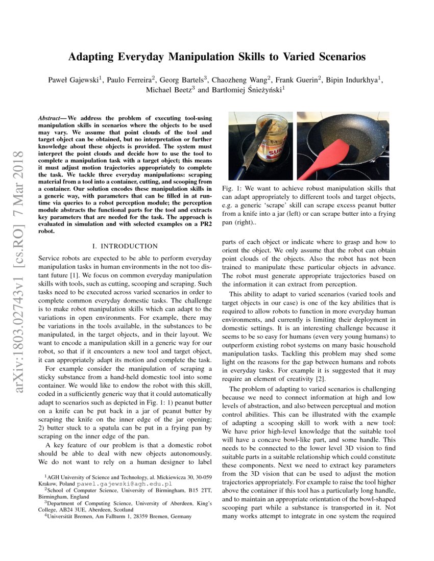 Adapting Everyday Manipulation Skills to Varied Scenarios DeepAI