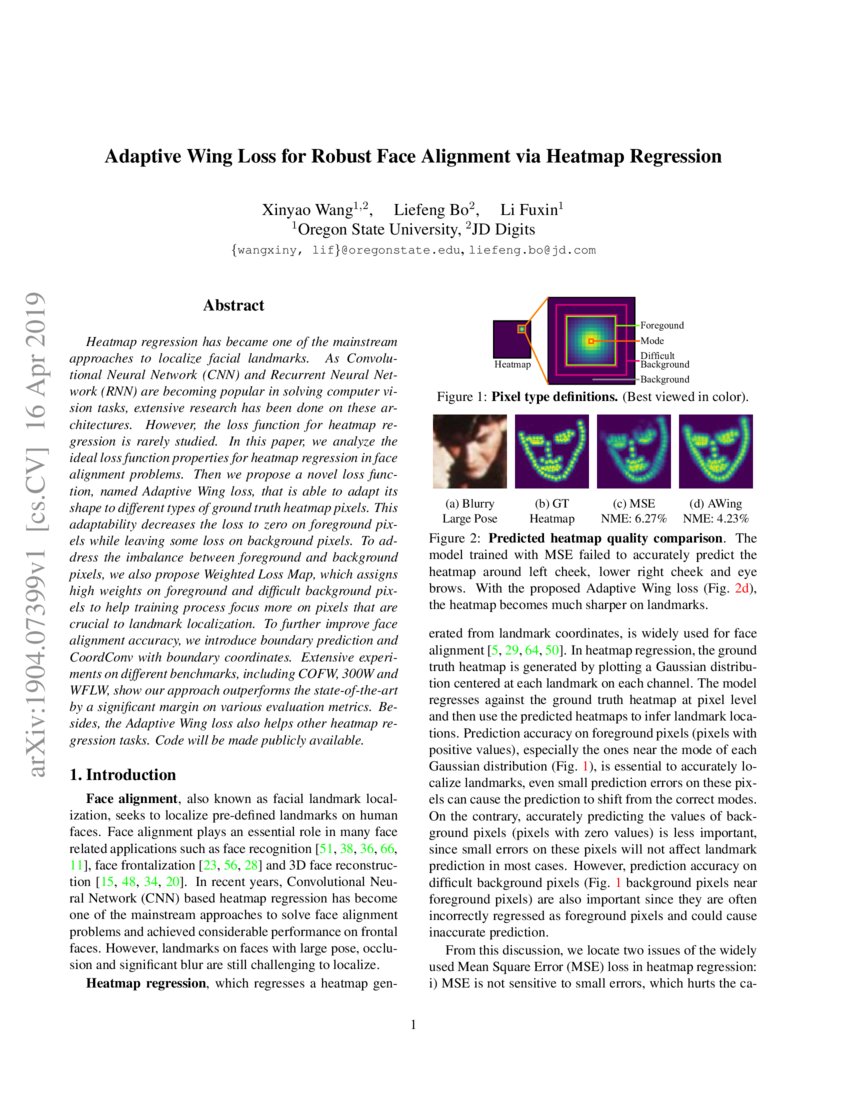 Adaptive Wing Loss for Robust Face Alignment via Heatmap Regression