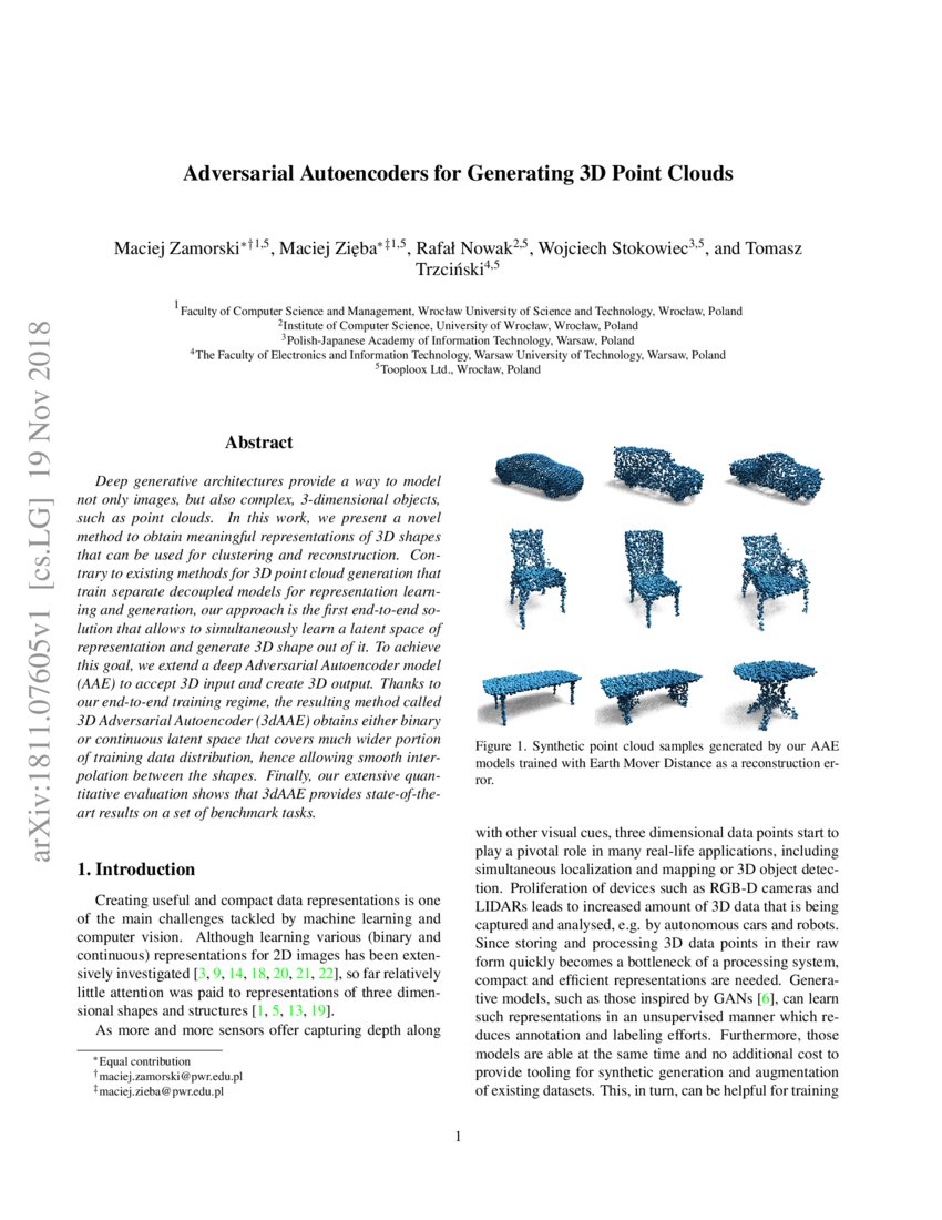 Adversarial Autoencoders for Generating 3D Point Clouds | DeepAI