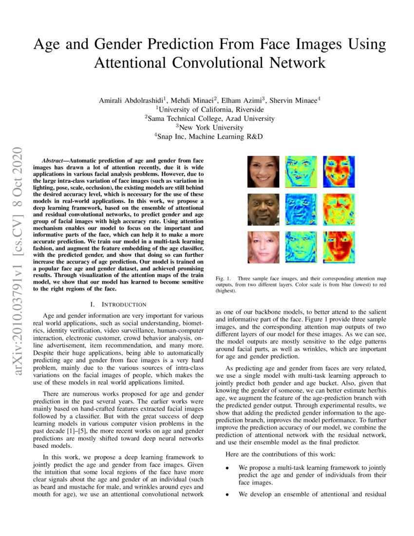 Age and Gender Prediction From Face Images Using Attentional