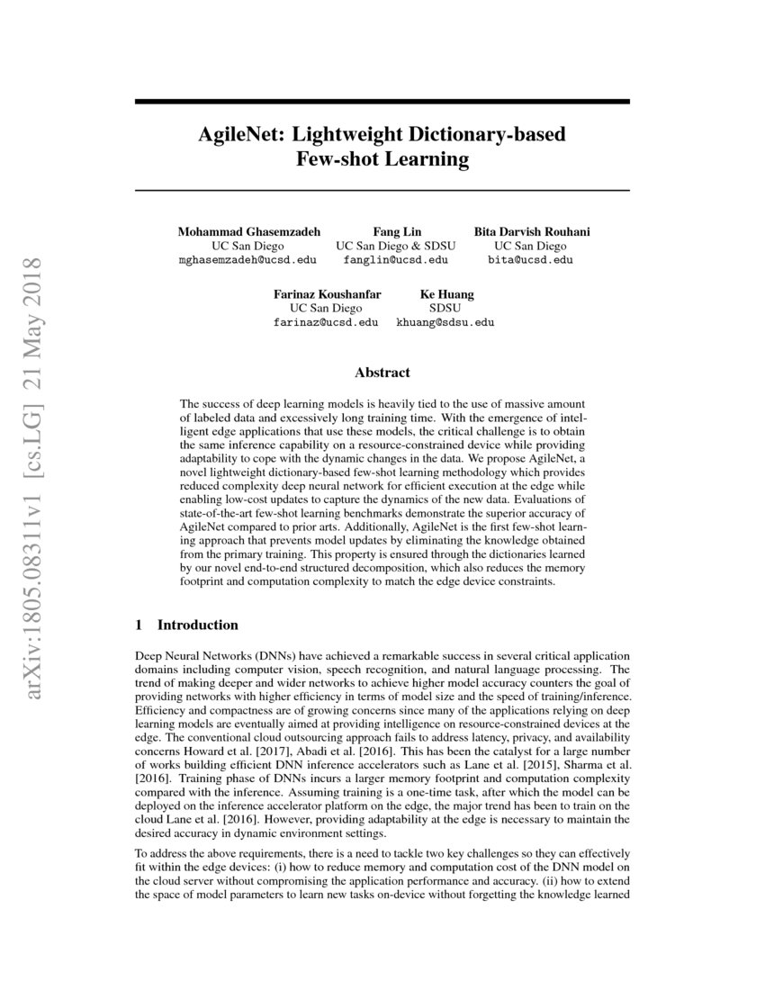 Lightweight Dictionarybased Fewshot Learning DeepAI