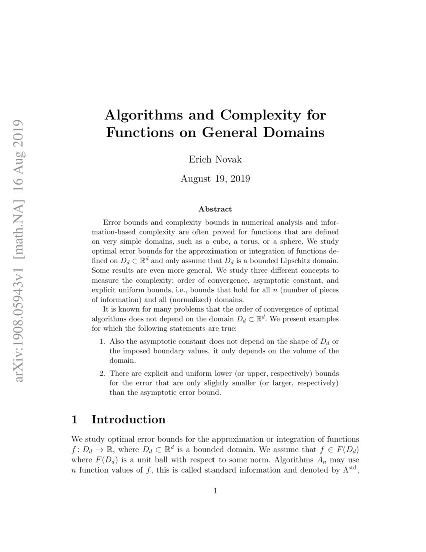 Algorithms and Complexity for Functions on General Domains | DeepAI