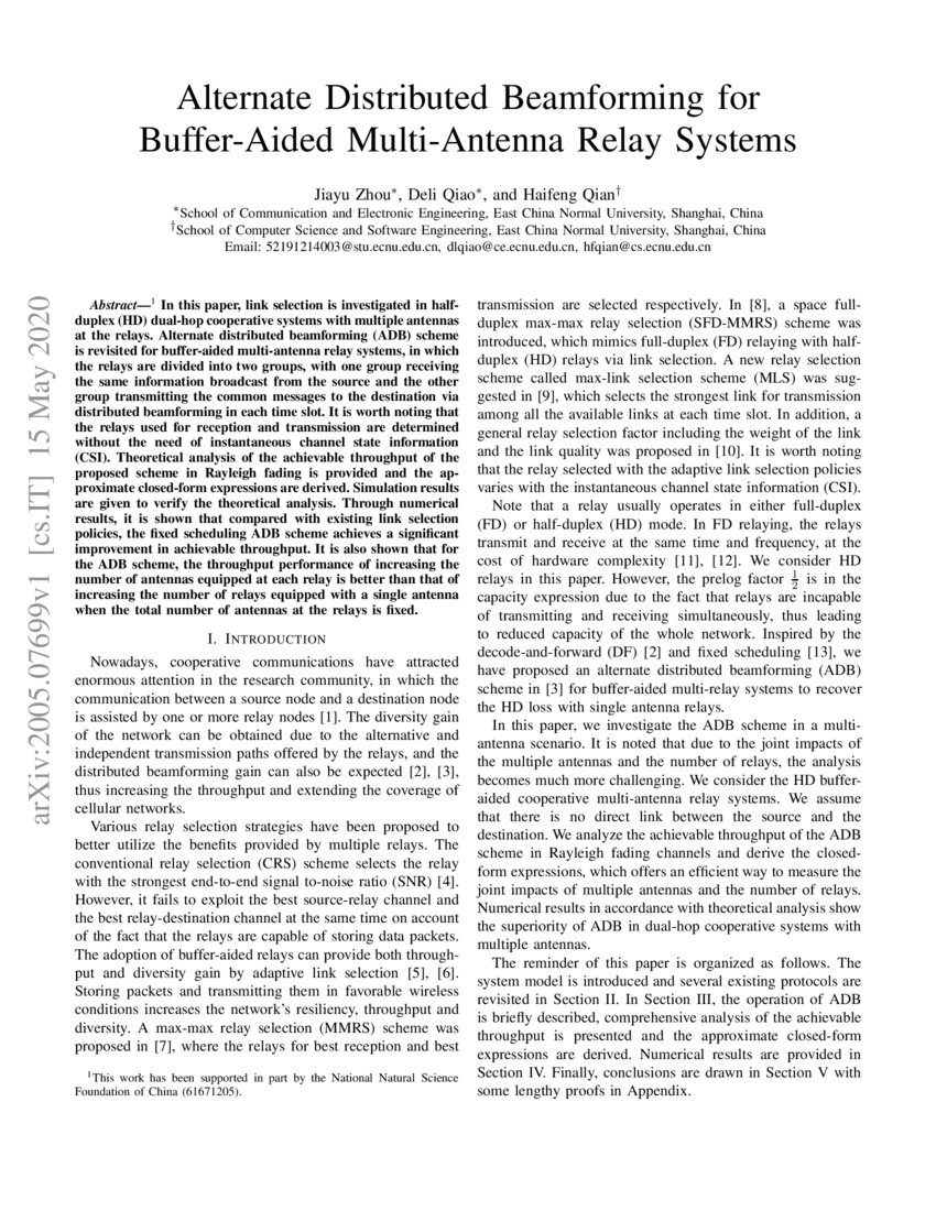 Alternate Distributed Beamforming for Buffer-Aided Multi-Antenna Relay ...