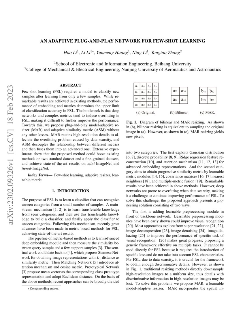 An Adaptive PlugandPlay Network for FewShot Learning DeepAI