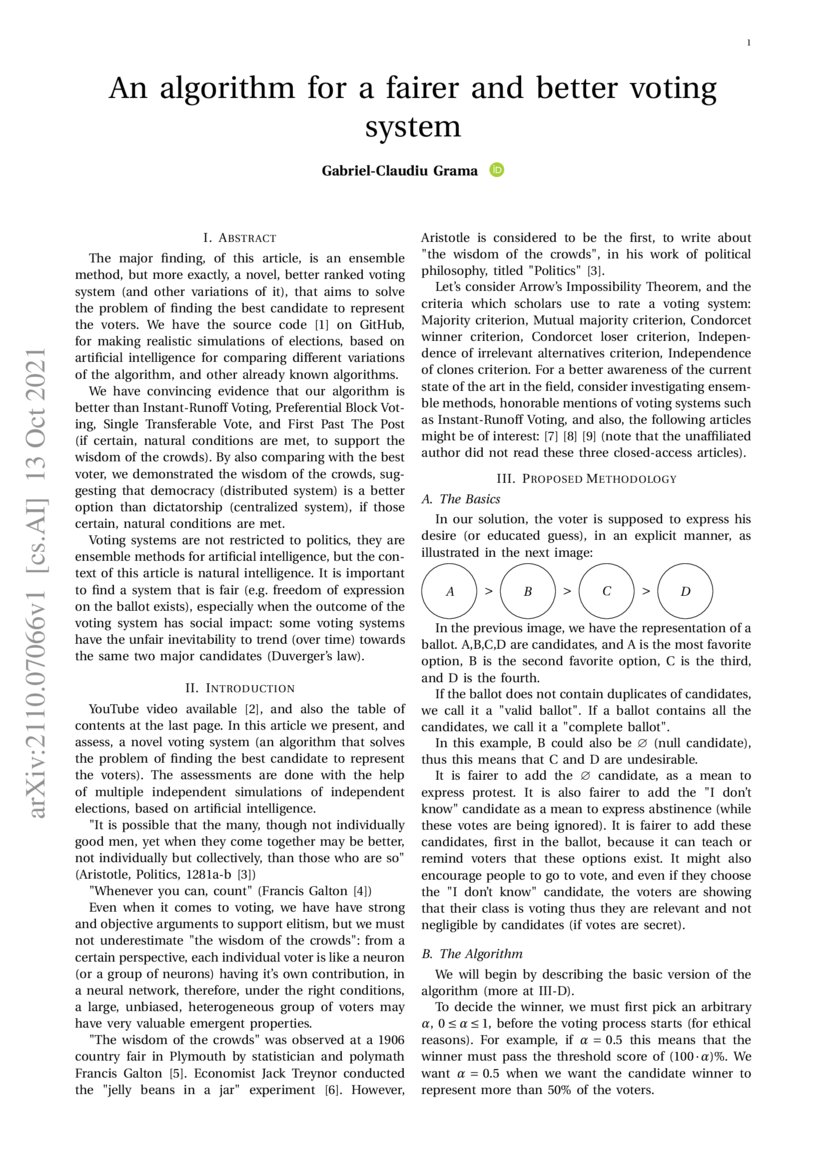 An algorithm for a fairer and better voting system | DeepAI