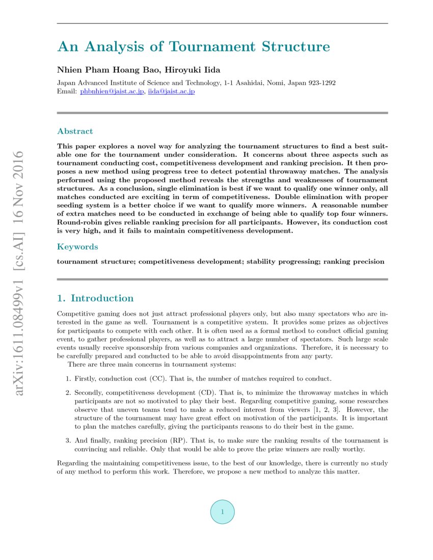 An Analysis of Tournament Structure DeepAI