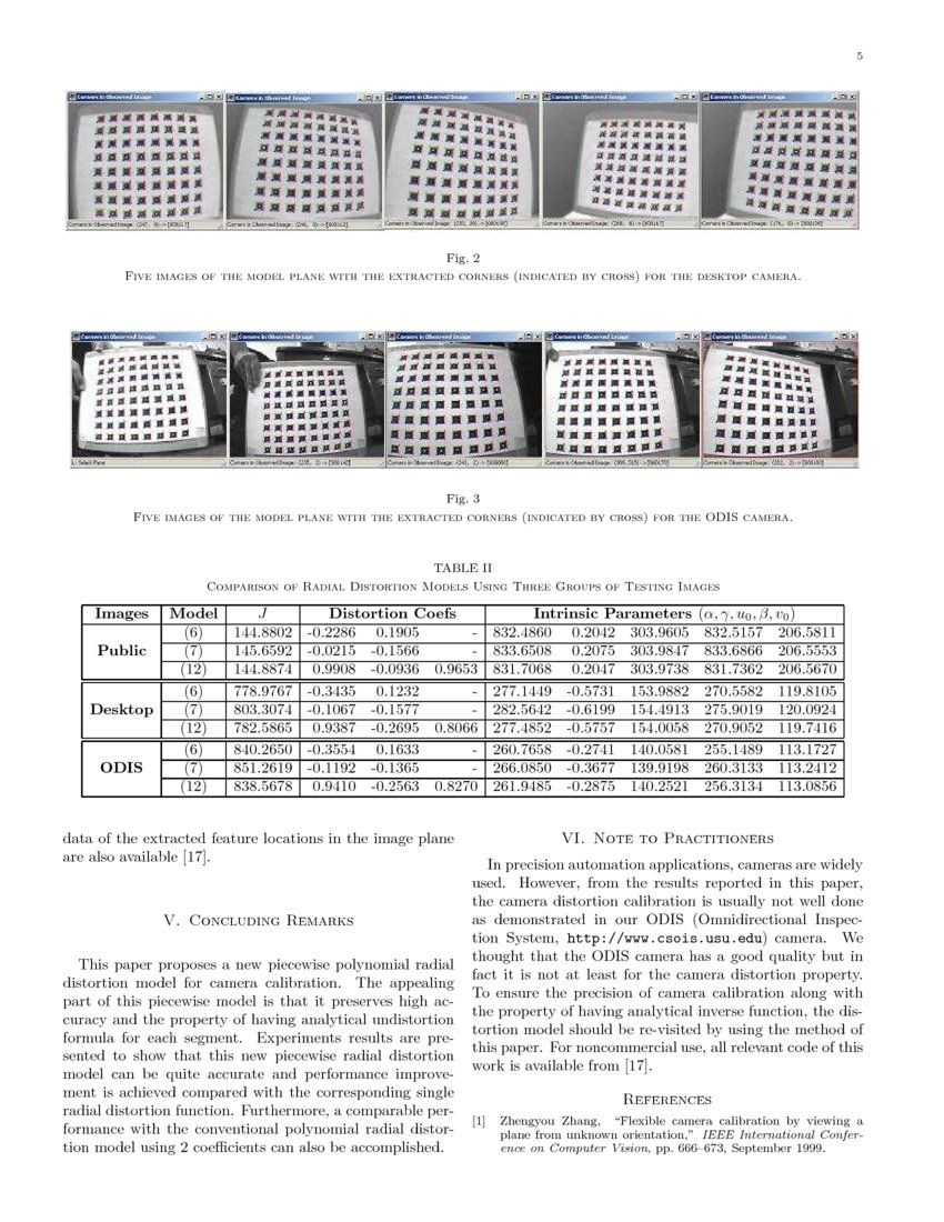 An Analytical Piecewise Radial Distortion Model for Precision Camera Calibration DeepAI