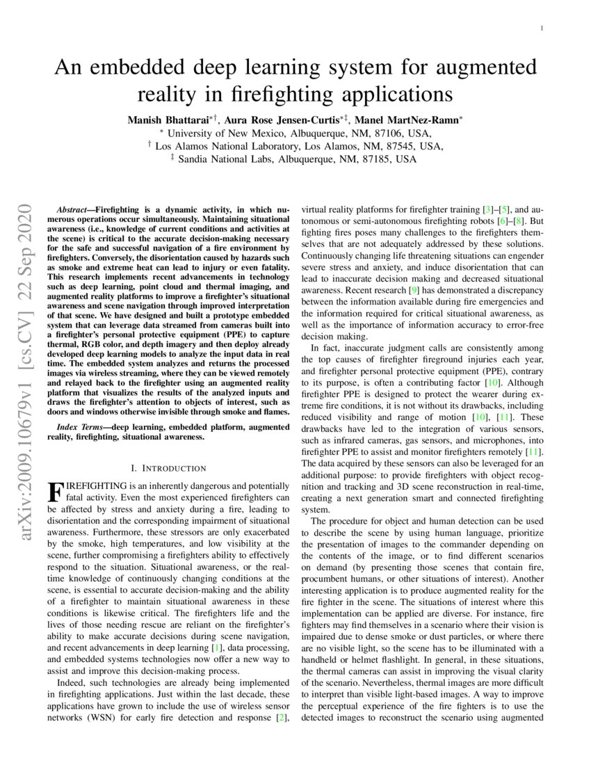 An embedded deep learning system for augmented reality in firefighting ...