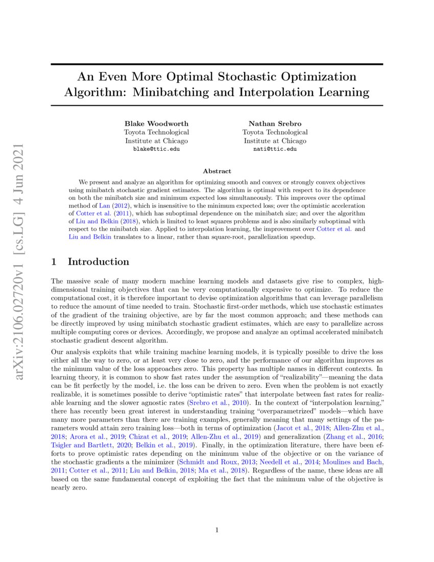 An Even More Optimal Stochastic Optimization Algorithm: Minibatching ... image.