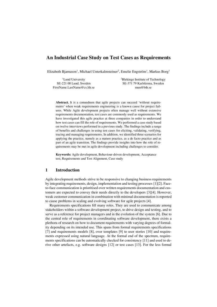 an-industrial-case-study-on-test-cases-as-requirements-deepai