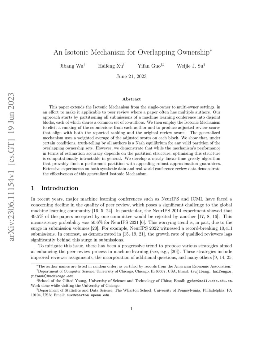 An Isotonic Mechanism for Overlapping Ownership DeepAI