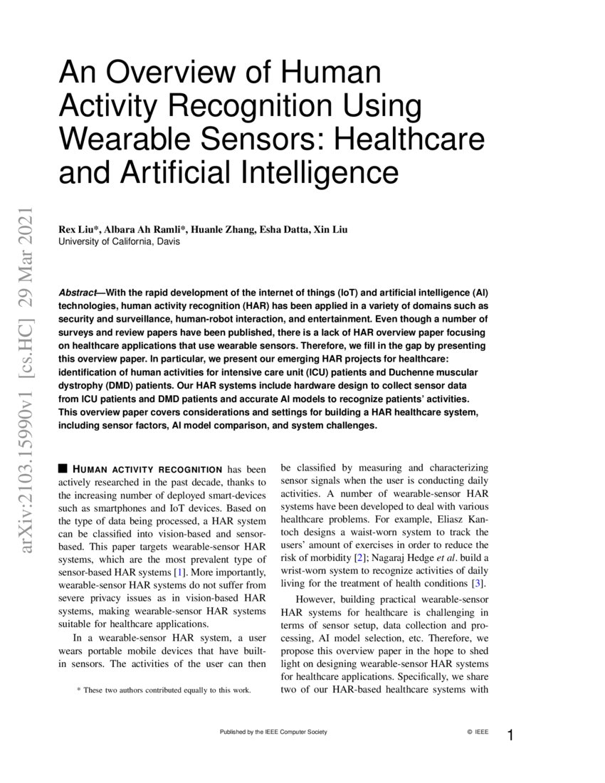 An Overview of Human Activity Recognition Using Wearable Sensors ...