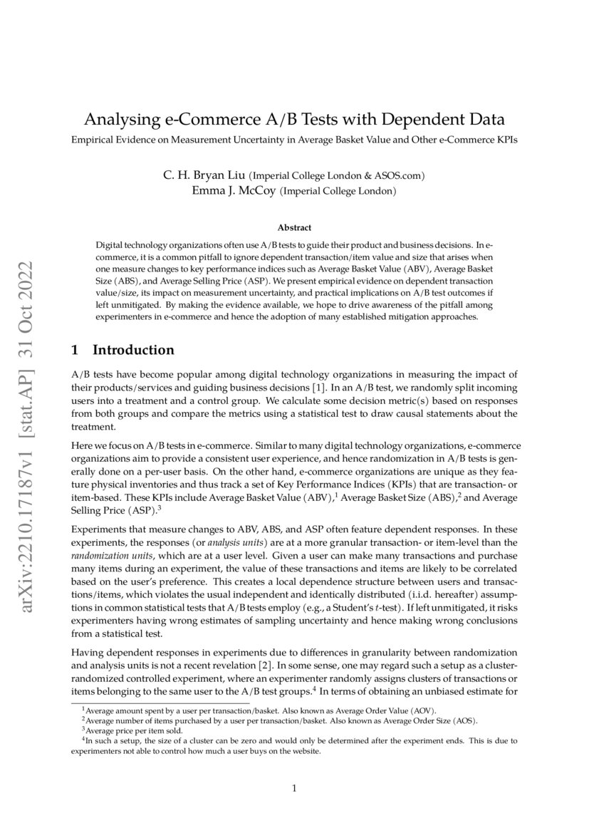 Analysing A/B Tests with Dependent Data Empirical Evidence