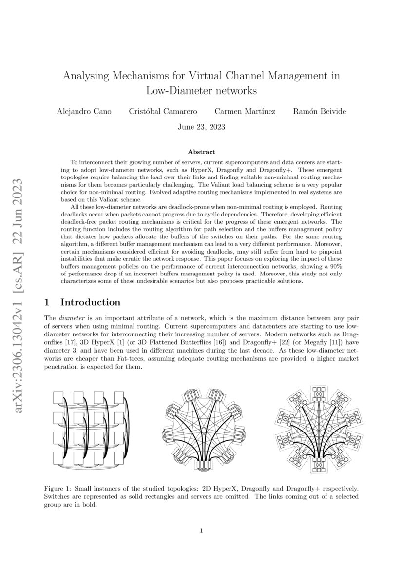 Analysing Mechanisms for Virtual Channel Management in LowDiameter