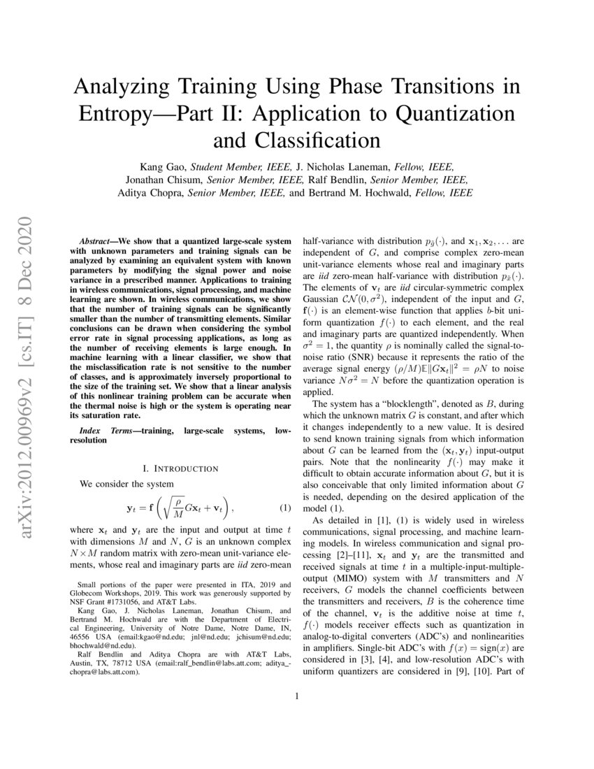 Analyzing Training Using Phase Transitions in Entropy—Part II ...