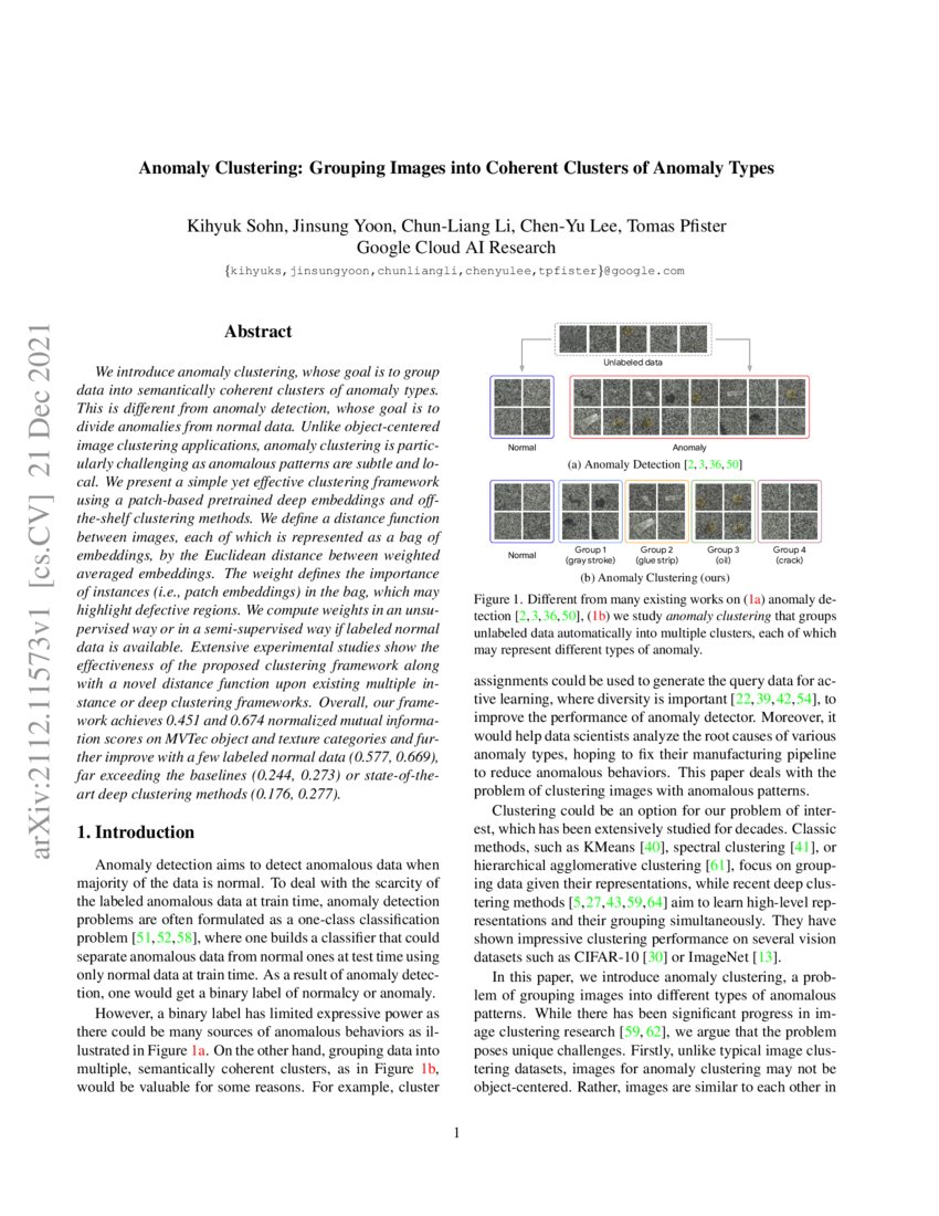 Anomaly Clustering Grouping Images Into Coherent Clusters Of Anomaly Types Deepai Anomaly Clustering Grouping Images Into Coherent Clusters Of Anomaly Types Deepai