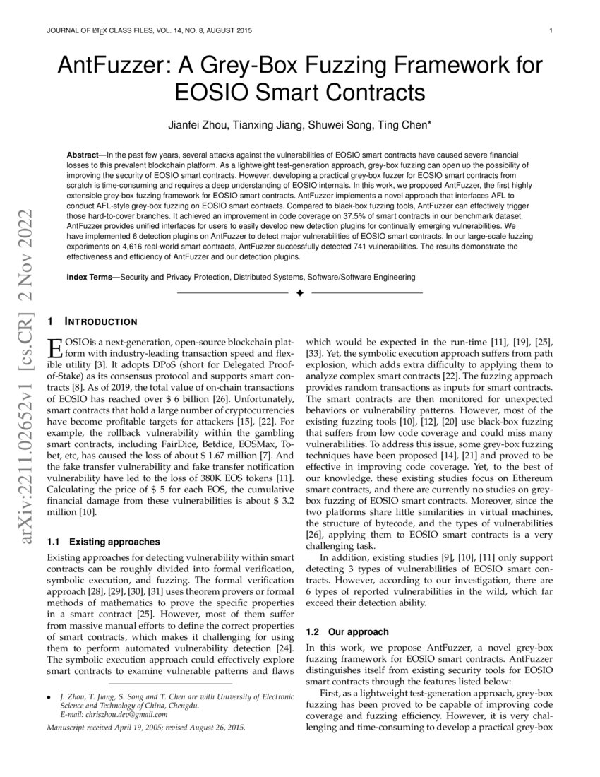 AntFuzzer A GreyBox Fuzzing Framework for EOSIO Smart Contracts DeepAI