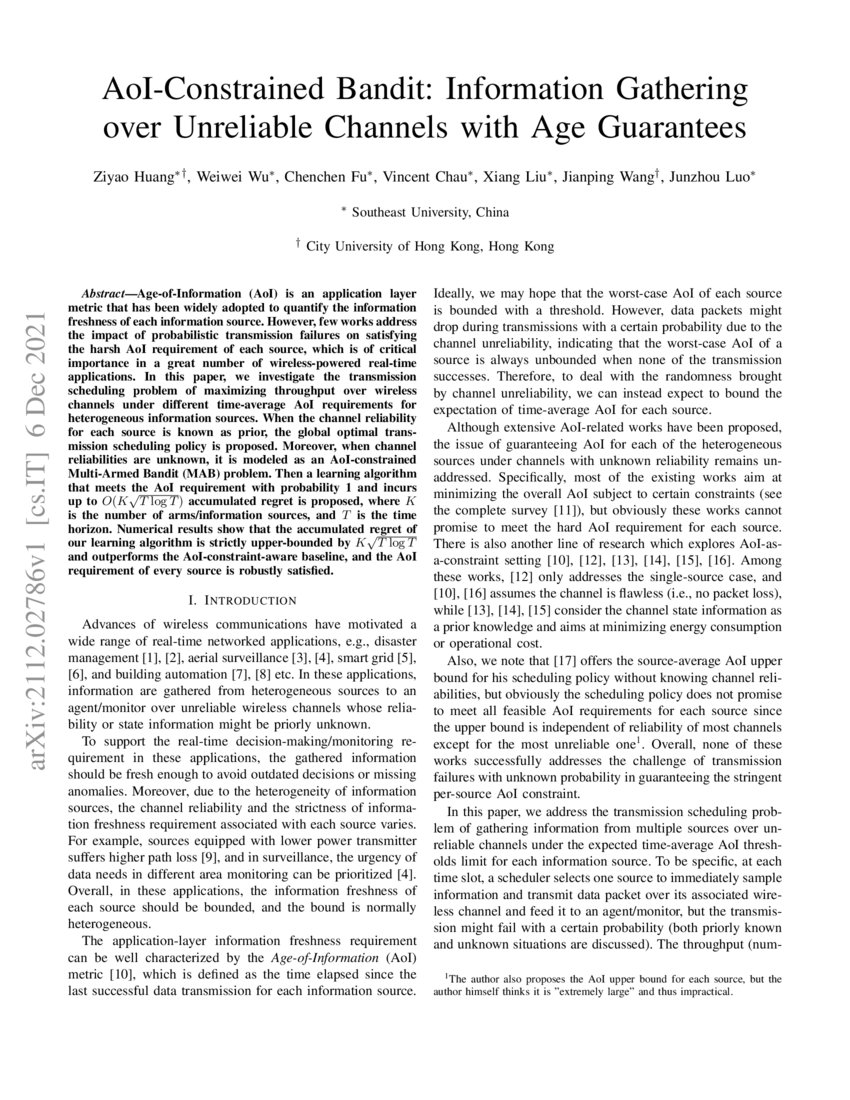 AoIConstrained Bandit Information Gathering over Unreliable Channels