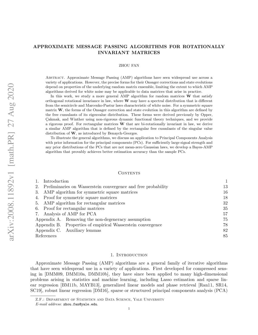 Approximate Message Passing algorithms for rotationally invariant