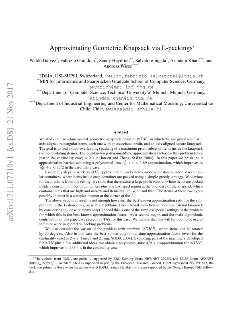 Approximating Geometric Knapsack via Lpackings DeepAI